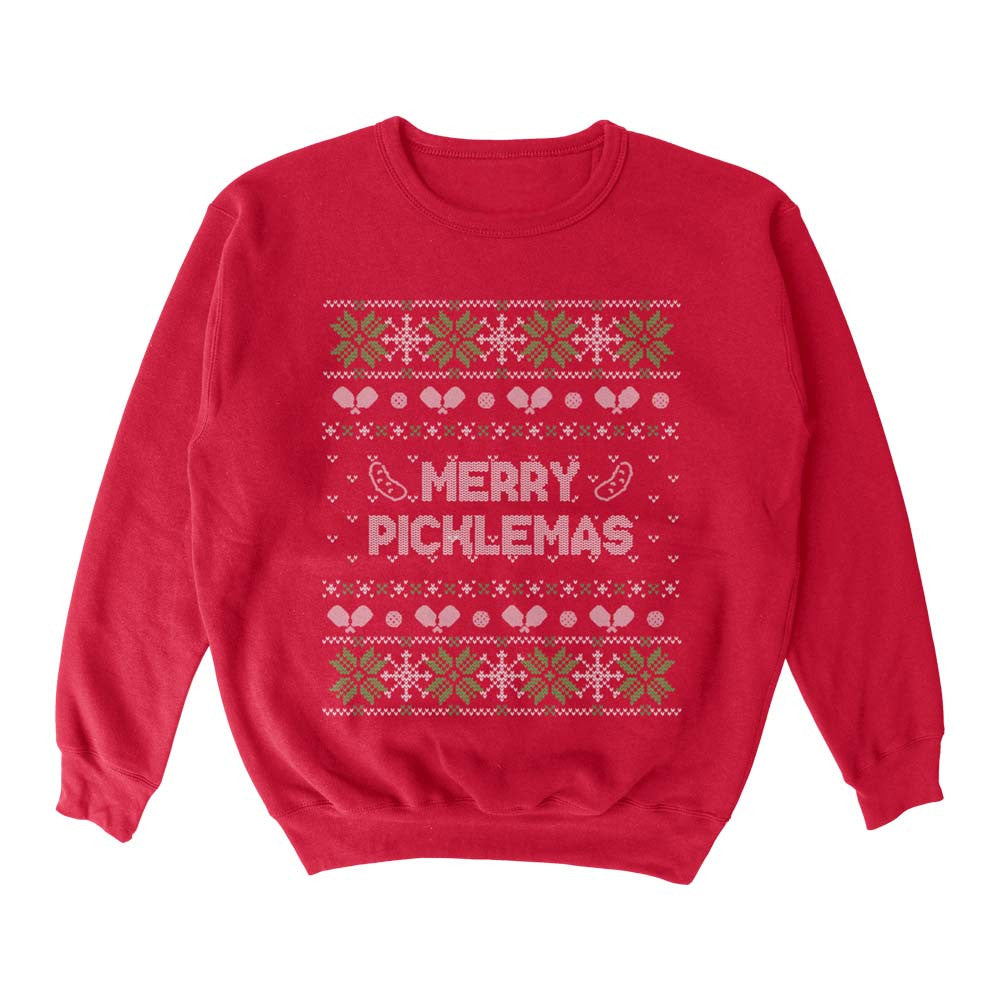 Pickleball Wallflower Merry Xmas Fairisle Crewneck Sweatshirt - Unisex Black