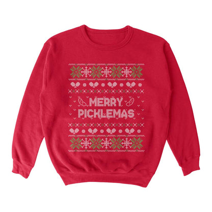 Pickleball Wallflower Merry Xmas Fairisle Crewneck Sweatshirt - Unisex Black